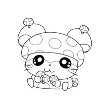 Hamtaro dressed as a mushroom coloring page