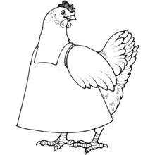 Hen wearing an apron coloring page