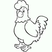 Hen standing with tail feathers raised coloring page