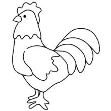 Hen standing with tail feathers spread coloring page