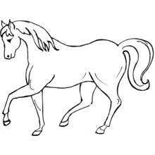 Horse walking with flowing mane and tail coloring page