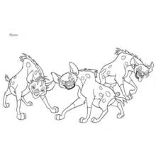 Hyena trio walking together coloring page