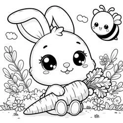 Kawaii Rabbit - Free printable coloring pages