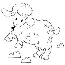 Lamb walking with a bell coloring page