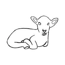 Lamb lying down peacefully coloring page