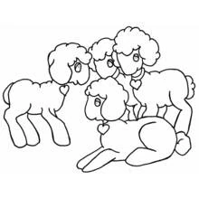 Lamb group with hearts around their necks coloring page