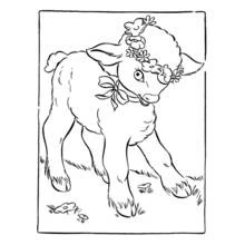 Lamb wearing a flower crown coloring page