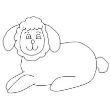 Lamb lying down smiling coloring page