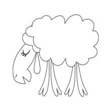 Lamb with fluffy wool cloud body coloring page