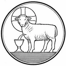 Lamb of God with chalice and halo coloring page