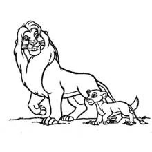 Lion standing with his cub coloring page