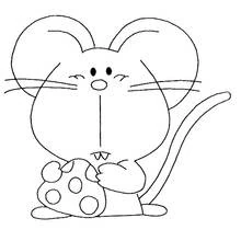 Mouse holding a piece of cheese coloring page
