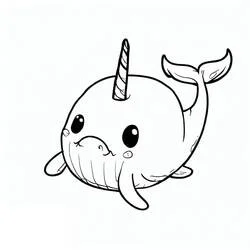 Narwhal with a spiral horn coloring page