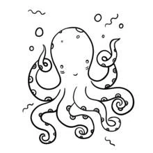 Octopus with curling tentacles underwater coloring page