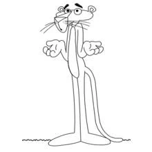 Pink Panther shrugging with raised hands coloring page