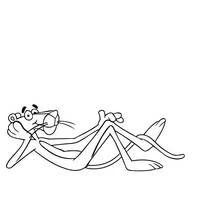 Pink Panther relaxing on his back coloring page