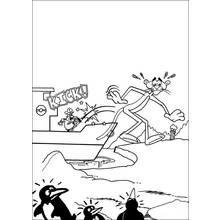 Pink Panther kicked off a boat by a sailor coloring page