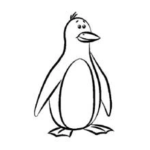 Penguin standing with a tuft of feathers coloring page