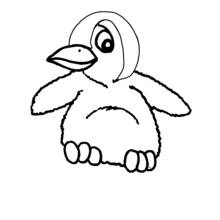 Baby penguin sitting with round belly coloring page