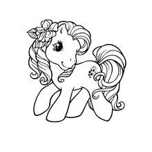 Pony with flower and curly mane coloring page