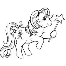 Pony holding a star wand coloring page