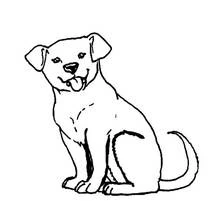 Puppy sitting with tongue out coloring page