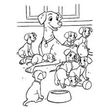 Dalmatian mother with her puppies coloring page