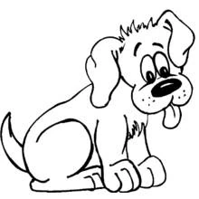 Puppy sitting with tongue out coloring page
