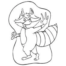 Raccoon waving hello coloring page