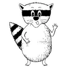 Raccoon waving hello coloring page