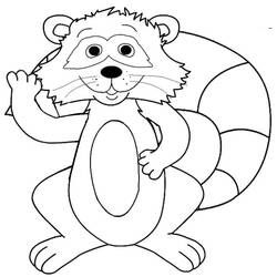 Raccoon waving and smiling coloring page