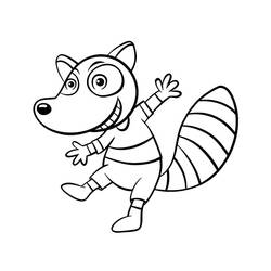 Raccoon in a playful pose coloring page