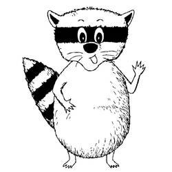 Raccoon with a cheerful expression coloring page