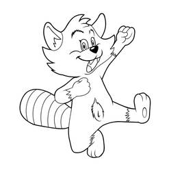Happy raccoon jumping with joy coloring page