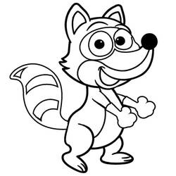 Raccoon standing with a happy smile coloring page