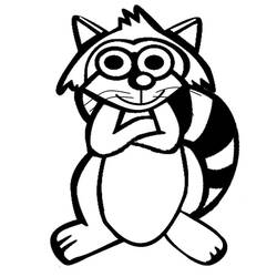 Raccoon smiling with crossed arms coloring page