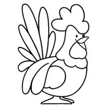 Rooster with a big tail and comb coloring page