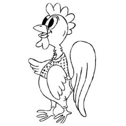 Rooster wearing a patterned vest coloring page
