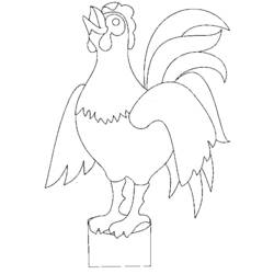 Rooster crowing on a small block coloring page