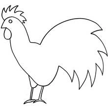 Rooster standing with tail feathers spread coloring page