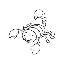 Scorpio with tail raised and a friendly face coloring page