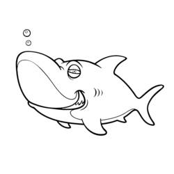 Shark with a big grin underwater coloring page