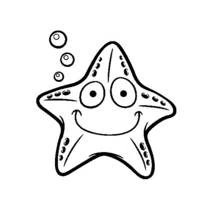 Starfish smiling with bubbles coloring page
