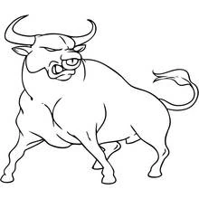 Taurus with muscular body and raised tail coloring page