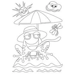 Toad relaxing at the beach coloring page