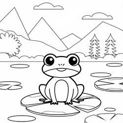 Toad sitting on a lily pad coloring page