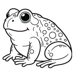 Toad sitting with a happy smile coloring page