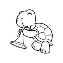 Tortoise playing the trumpet coloring page