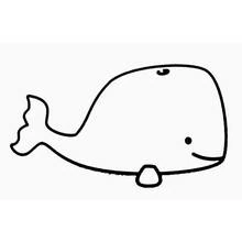 Whale with a curly tail coloring page