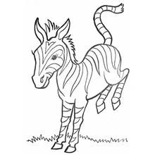 Zebra standing playfully in the grass coloring page